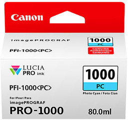 Originální inkoust Canon PFI-1000 PC (0550C001), foto azurový