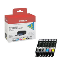 Originální inkousty Canon PGI-550 + CLI-551 C/M/Y/BK/GY, 6496B005, multi balení